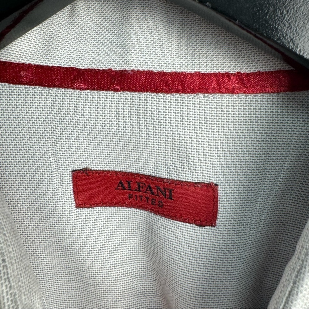 Alfani Men's Fitted Dress Shirt Button Front Button Up Gray Size Large 16 - Picture 2 of 8